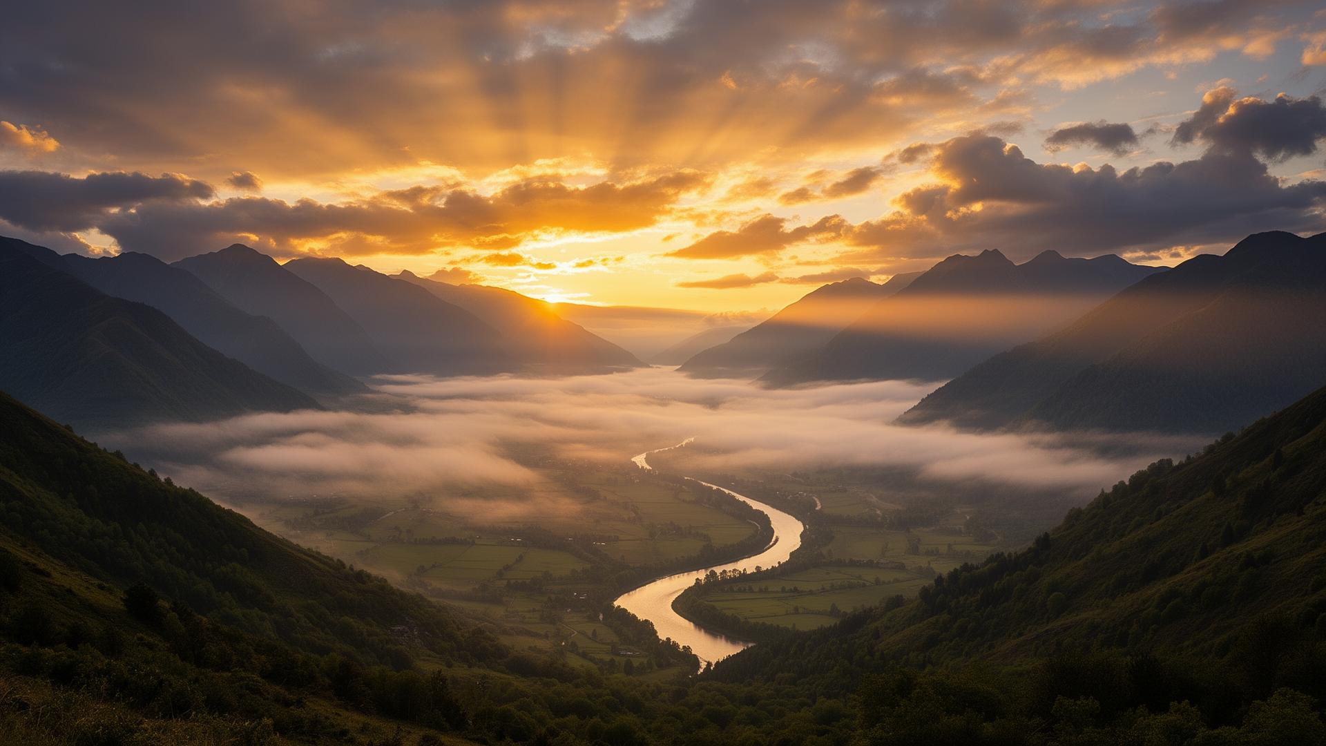 Sunrise over valley